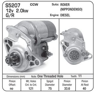 STARTER 12V ROVER DIESEL CCW
