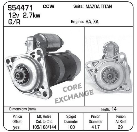 STARTER 12V CCW SUIT MAZDA