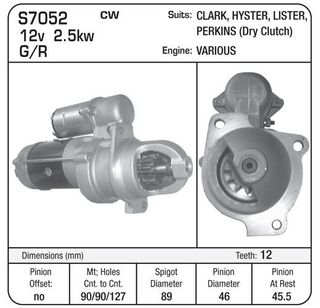 STARTER 12V 12T46MM 28MT PERKINS
