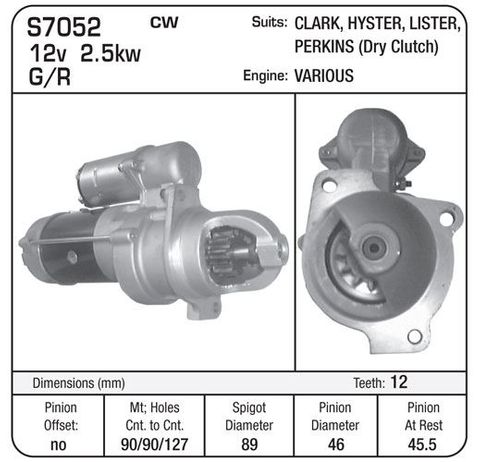 STARTER 12V 12T46MM 28MT PERKINS