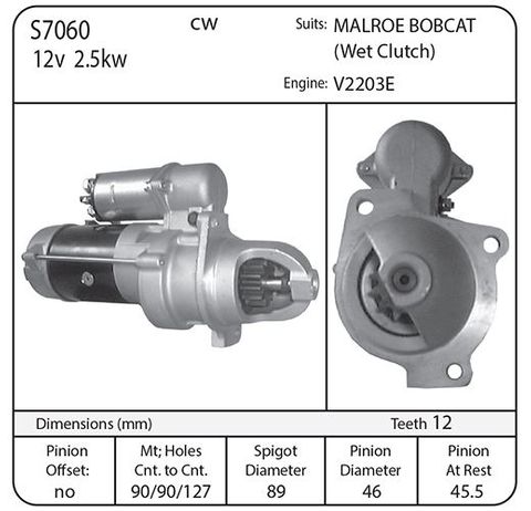 STARTER 12V 12TH REP 28MT 46MM