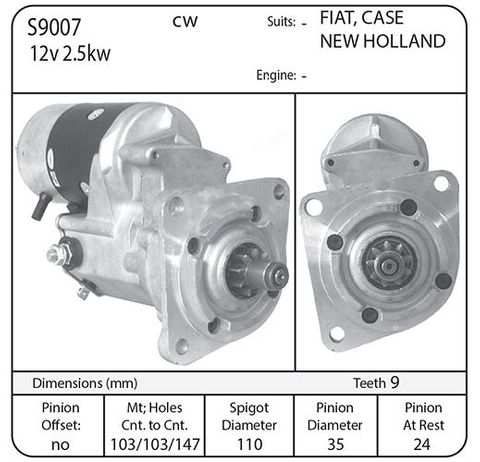 STARTER 12V 9TH G/R SUIT FIAT