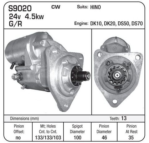 STARTER 24V 13TH HINO DK10 EB100 EB200 DS50