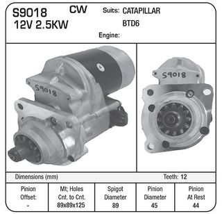STARTER  G/R TYPE 12V 12T 46MM SUIT BTD6