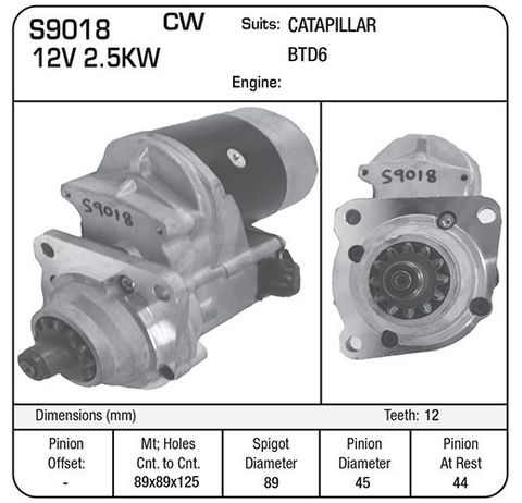STARTER  G/R TYPE 12V 12T 46MM SUIT BTD6