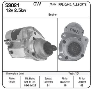 STARTER 12V 13TH 46MM G/R PO48