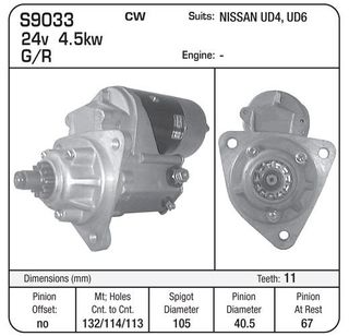 STARTER 24V 11TH G/R UD4,UD6