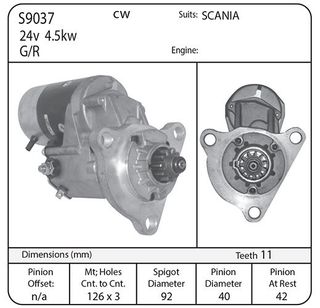 STARTER 24V 11TH G/R SUIT SCANIA
