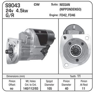STR 24V 4.5KW 11TH G/R DENSO FD42/46