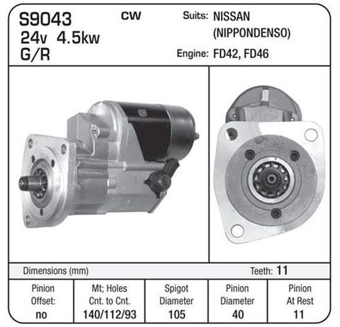 STR 24V 4.5KW 11TH G/R DENSO FD42/46