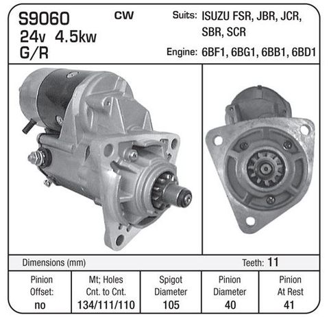 STARTER 24V SUIT 6 CYL ISUZU