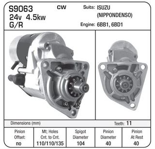 STARTER 24V 11TH G/R ISUZU 4.5KW