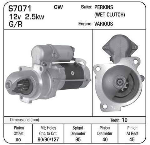 STR 28MT 12V 2.5KW 10TH WET CLUTCH 40MM