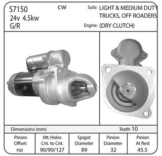 STARTER 24V 10TH32MM 28MT(DRY)