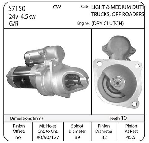 STARTER 24V 10TH32MM 28MT(DRY)