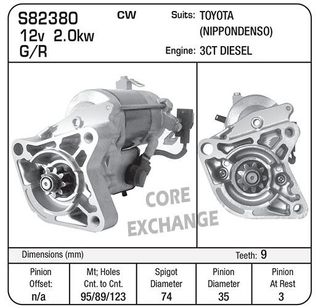 STR ND G/R 12V 9TH SUIT TOYOTA 3CT