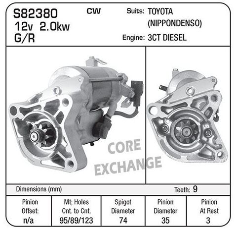 STR ND G/R 12V 9TH SUIT TOYOTA 3CT