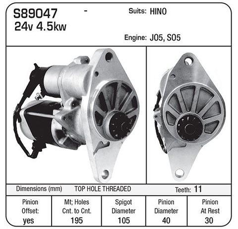 STR 24V 4.5KW SUIT HINO SO5C,S05D "99-