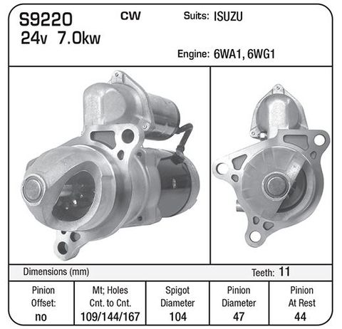 STARTER 7KW GR SUIT 6WA1 ISUZU