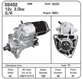ND 12V 3.0KW ISUZU 6BD1 11TH