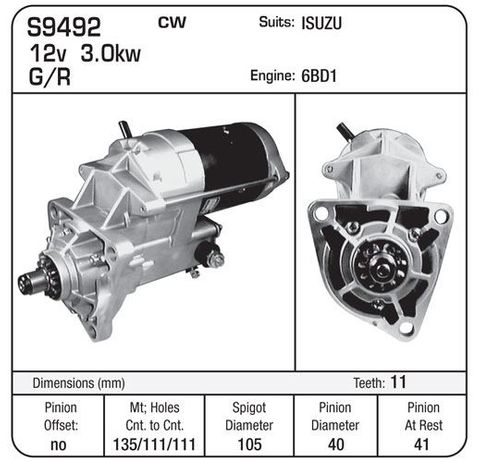 ND 12V 3.0KW ISUZU 6BD1 11TH