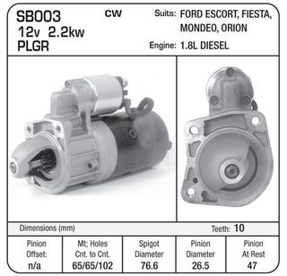 STARTER BOSCH 2.2KW PLGR DIESEL FORD