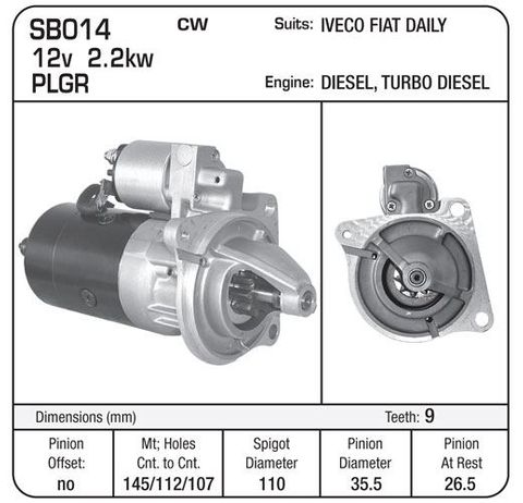 STARTER 12V 2.2KW SUIT FIAT