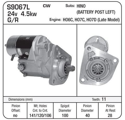 STARTER DENSO 24V SUIT H07C HINO