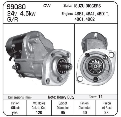 STR 12V 4.5KW N/D SUIT ISUZU 24V H/D
