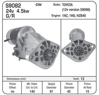 STR 24V 4.5KW 12TH TOYOTA LANDCRUISER 1HD
