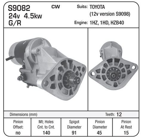 STR 24V 4.5KW 12TH TOYOTA LANDCRUISER 1HD