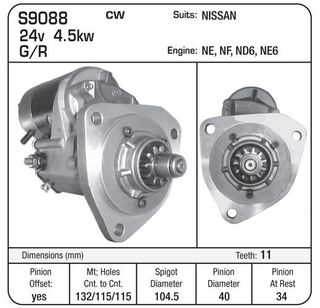 STARTER  ND6/NF6/NE6 NISSAN 24V 11TH