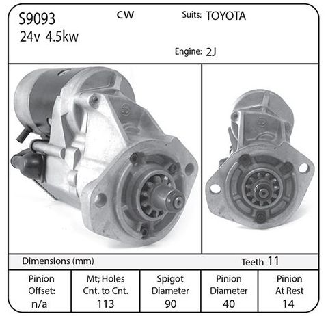STARTER 24V 11TH TOYOTA 2J