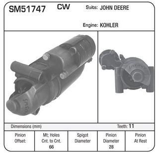 STARTER JOHN DEERE W/KOHLER ENGINE