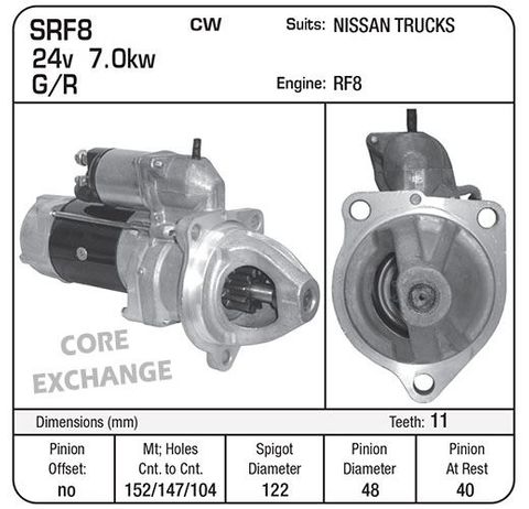 STARTER 7.5KW G/R NISSAN RF8