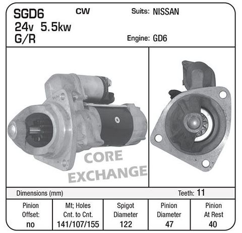 STARTER SUIT NISSAN GD6 11TH G/R