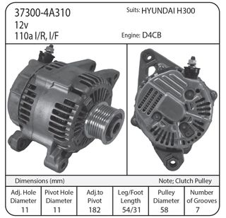 ALT SUIT HYUNDAI H300 12V 110A ENGINE D4CB
