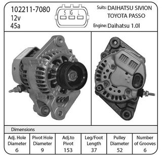 ALT 12V ND SUIT DAIHATSU SIRION 1.0