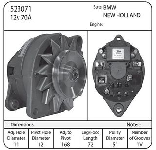 ALT,VALEO 12V 70AMP BMW,NEW HOLLAND