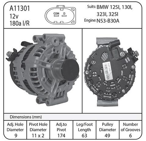 ALT BMW 12V 180AMP IR/IF