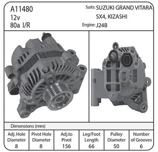ALT 12V 80A SUIT SUZUKI GRAND VITARA