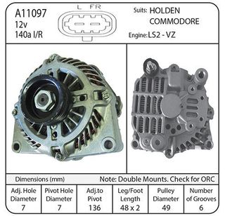 ALT 12V 140A HOLDEN VZ,RVC REG LS2