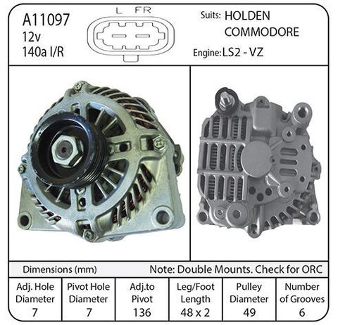 ALT 12V 140A HOLDEN VZ,RVC REG LS2