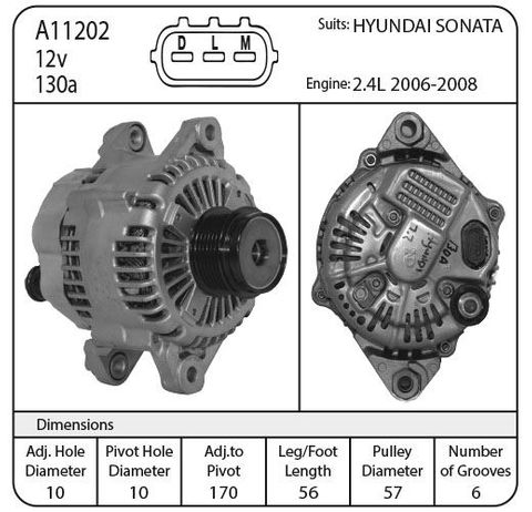ALTERNATOR 12V 130A ND HYUNDAI SONATA