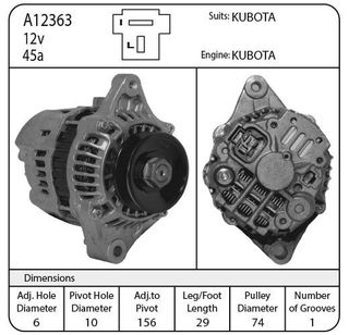 ALT 12V MITSI SUIT KUBOTA