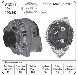 ALT SUIT FIAT/IVECO 12V 140AMP