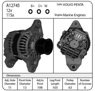 ALT 12V 115A MITSI SUIT VOLVO A/M