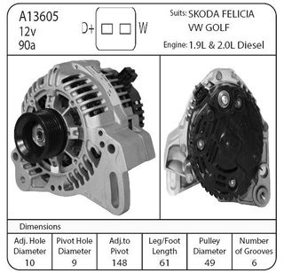 ALT 12V VALEO SUIT VW/SKODA
