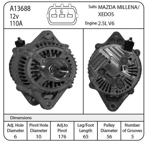 ALT DENSO IR/IF 12V 110AMP SUIT MAZDA