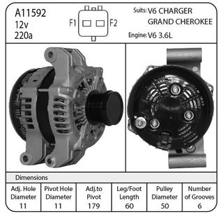 ALT 12V 220A E/R SUIT JEEP , DODGE